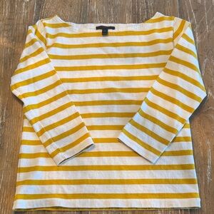 J. Crew Mustard and White Striped Tee